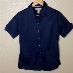 Banana Republic navy button down top, size 8